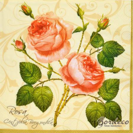 Serwetka decoupage firmy MAKI gałązka róży 33x33cm